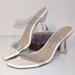 Stuart Weitzman Clear and White Slip On Heels Size 9